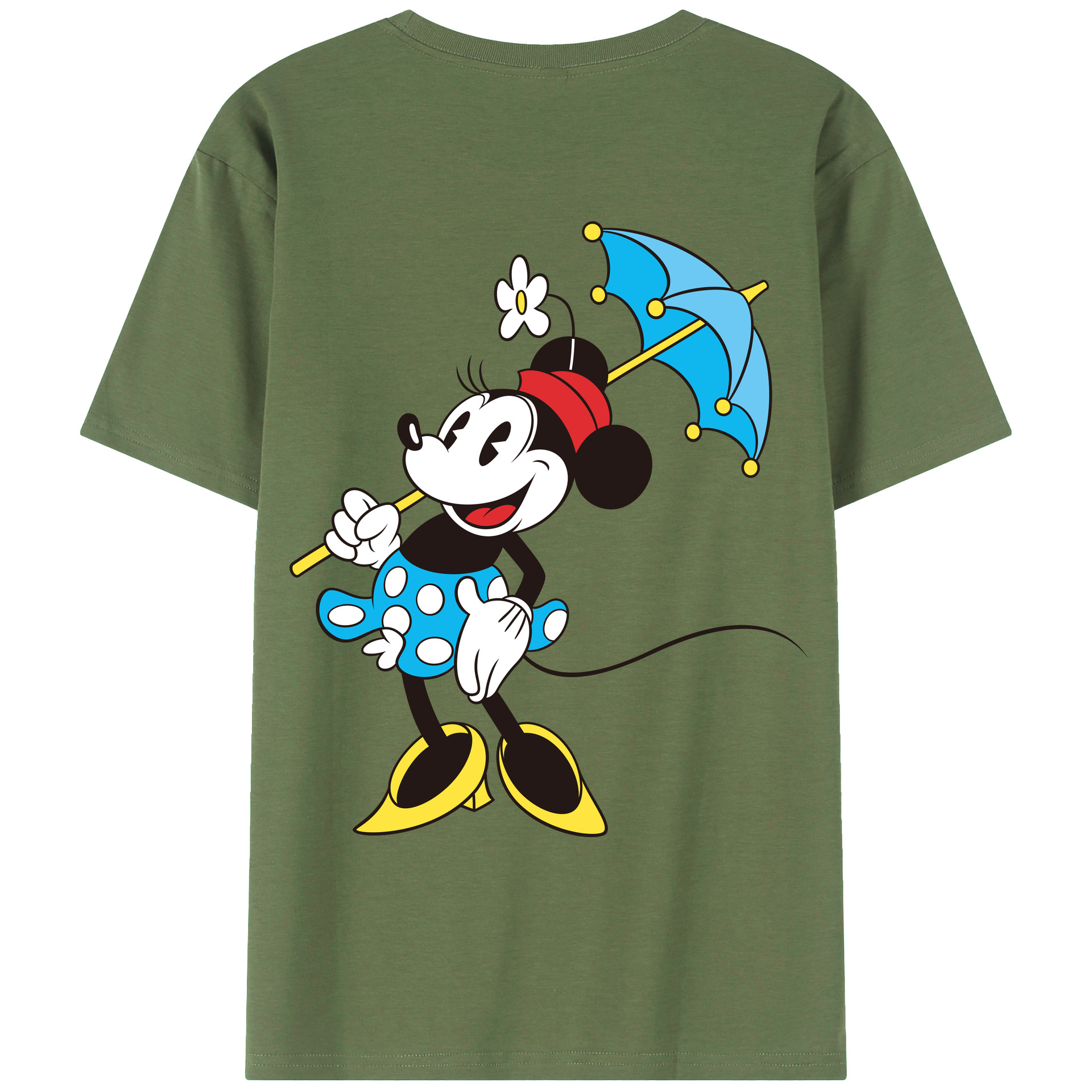 ミッキーマウス Mickey Mouse 綿100％ メンズ半袖Tシャツ（バックプリント） 通気性